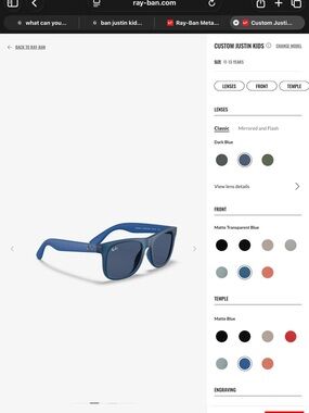 Ray-Ban Kids Matte Blue Frame with Dark Blue Lenses Sunglasses